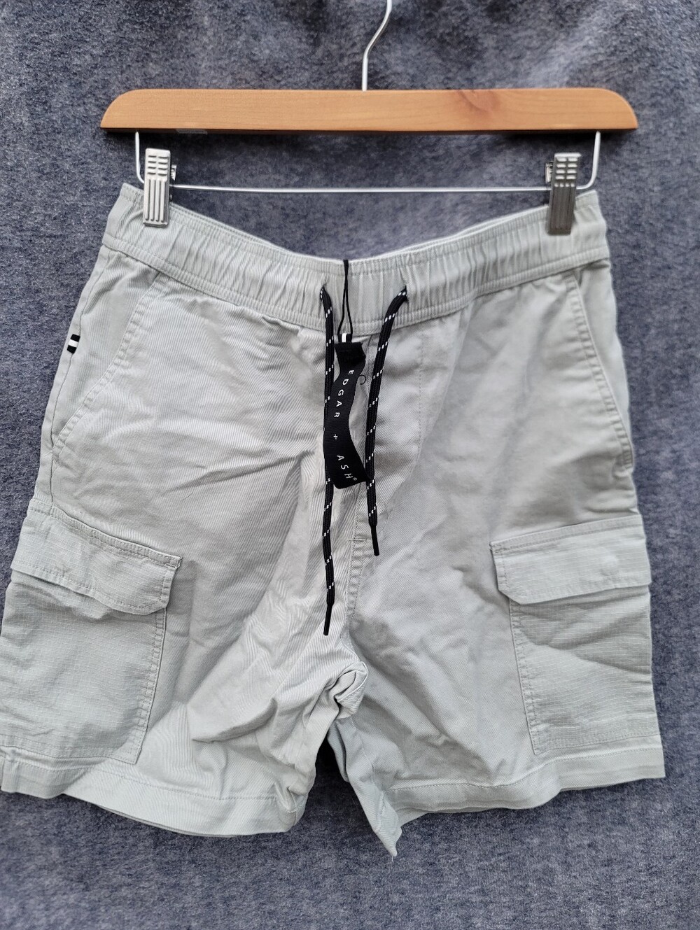 Edgar + Ash Stone Grey Utility Cargo Shorts Minimalist Gorpcore Street Sz S New